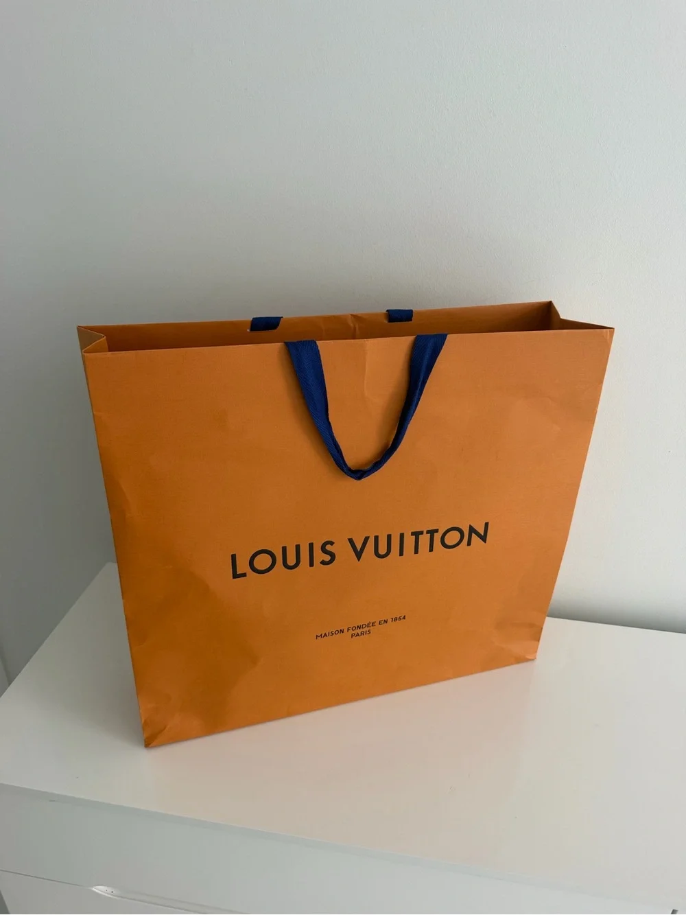 Louis Vuitton Orange Gift Bag with Dark Blue Handles